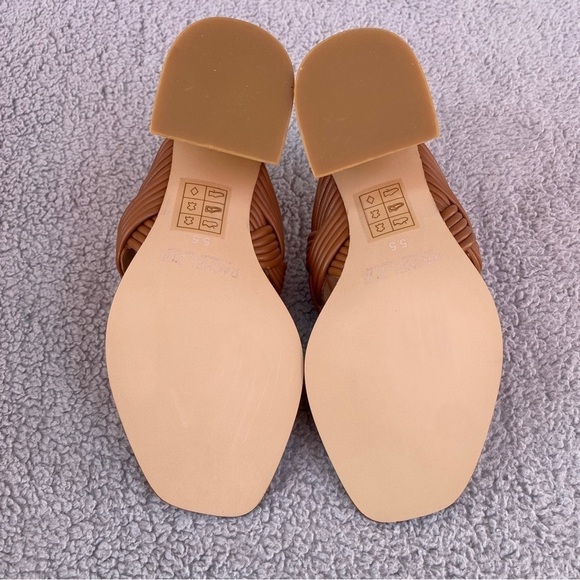 Rachel Zoe Tara Peep Toe Mule Heeled Sandal in Cognac Sz 5.5 - Picture 9 of 12